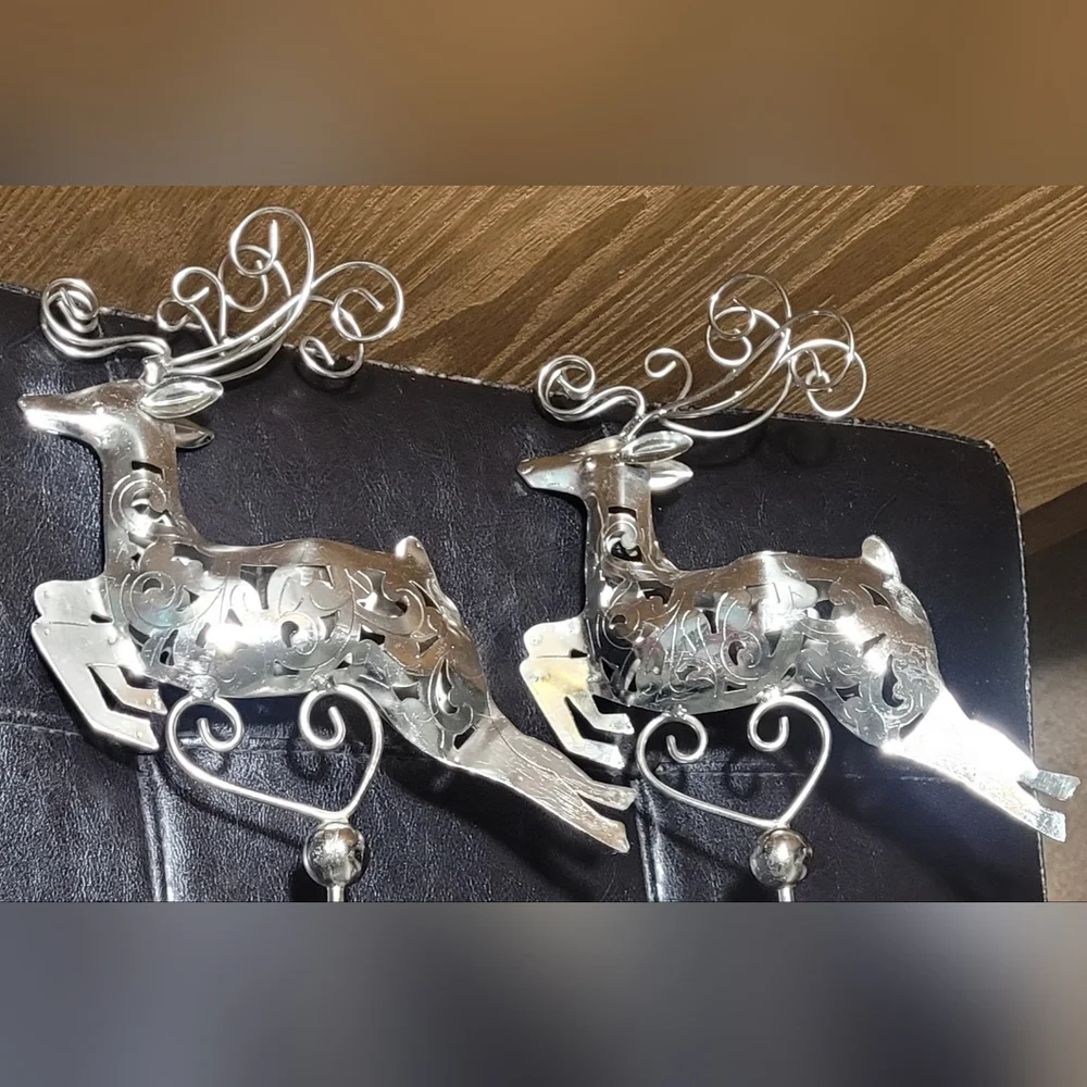Metal silver reindeer candle holders set 2 pcs. - Picture 15 of 17